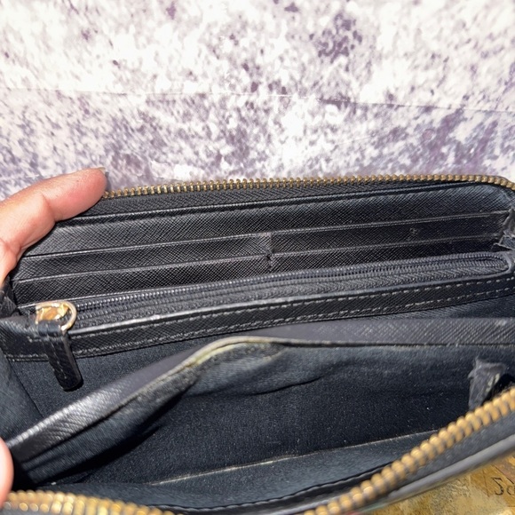Classic FOSSIL Wallet Clutch Black Zip Around Long Wallet Clutch vintage Leather - Picture 8 of 11